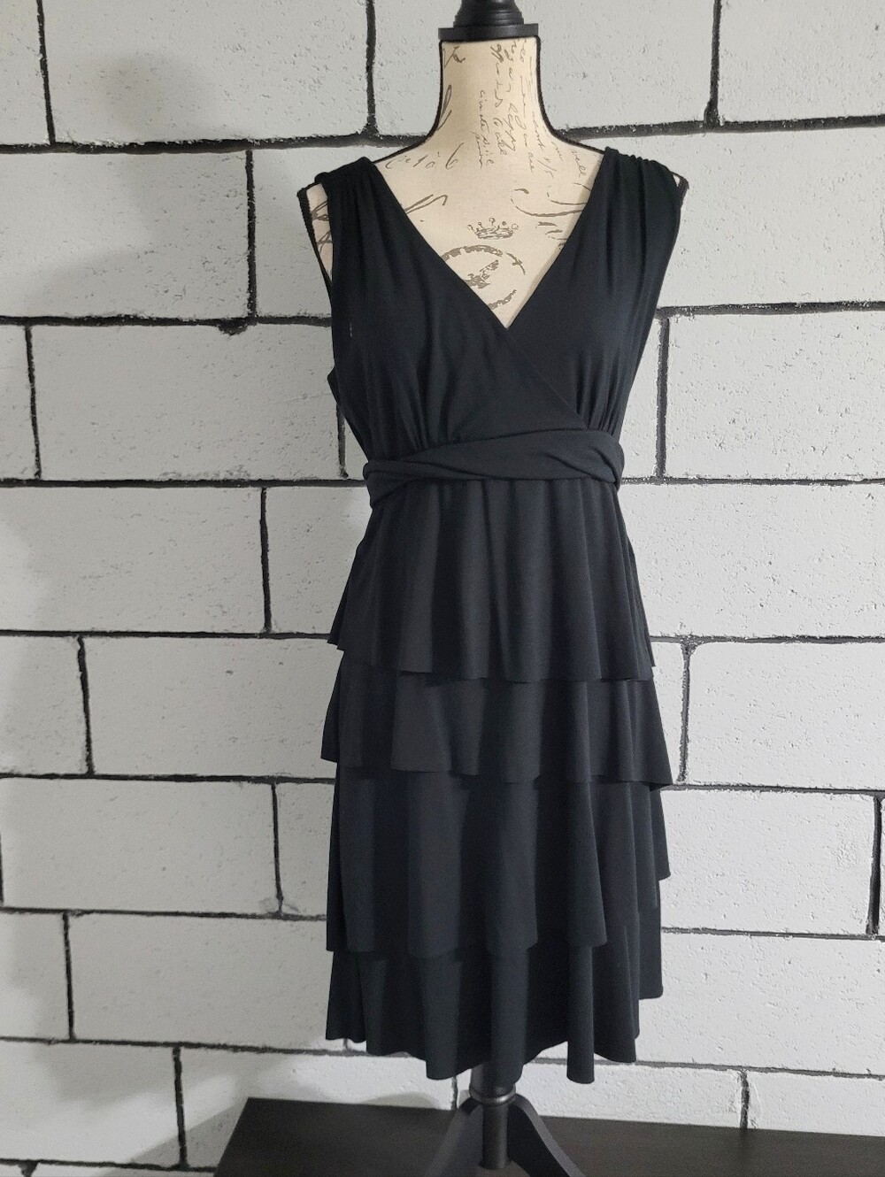 BUNDLE SALE! NY & Co. Classic Black Tiered V‑Neck Dress Sz M